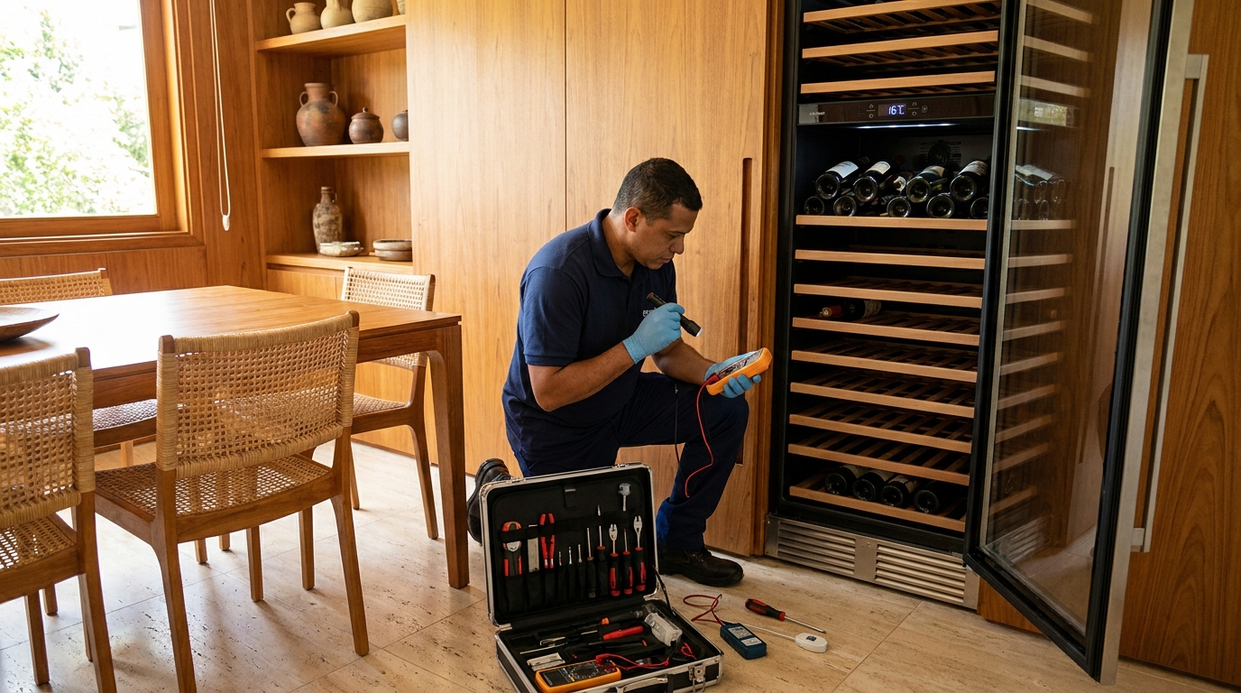 Substituição do termostato de uma adega climatizada em Cotia‑SP